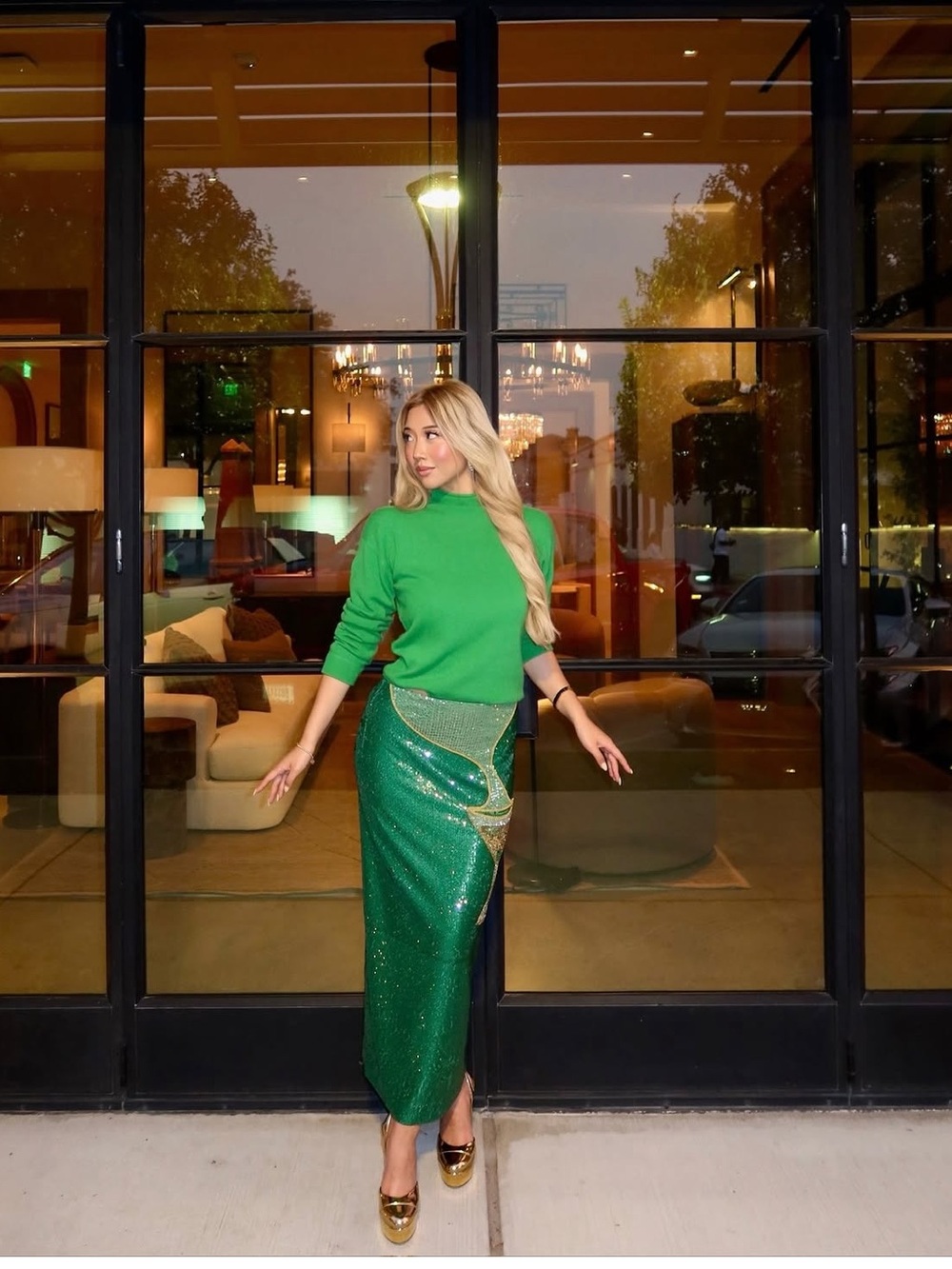 Antonio Melani x The Nat Note Naomi Embellished Martini Sequin Pencil Midi Skirt - Picture 4 of 11